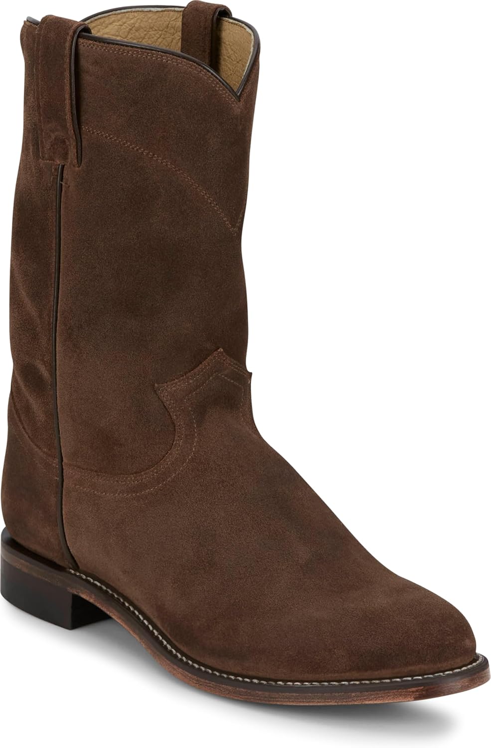 

Мужские вестерн-сапоги Justin Wes 10 Suede Roper - прочная обувь для ежедневного комфорта и классического ранчо-стиля, Almond