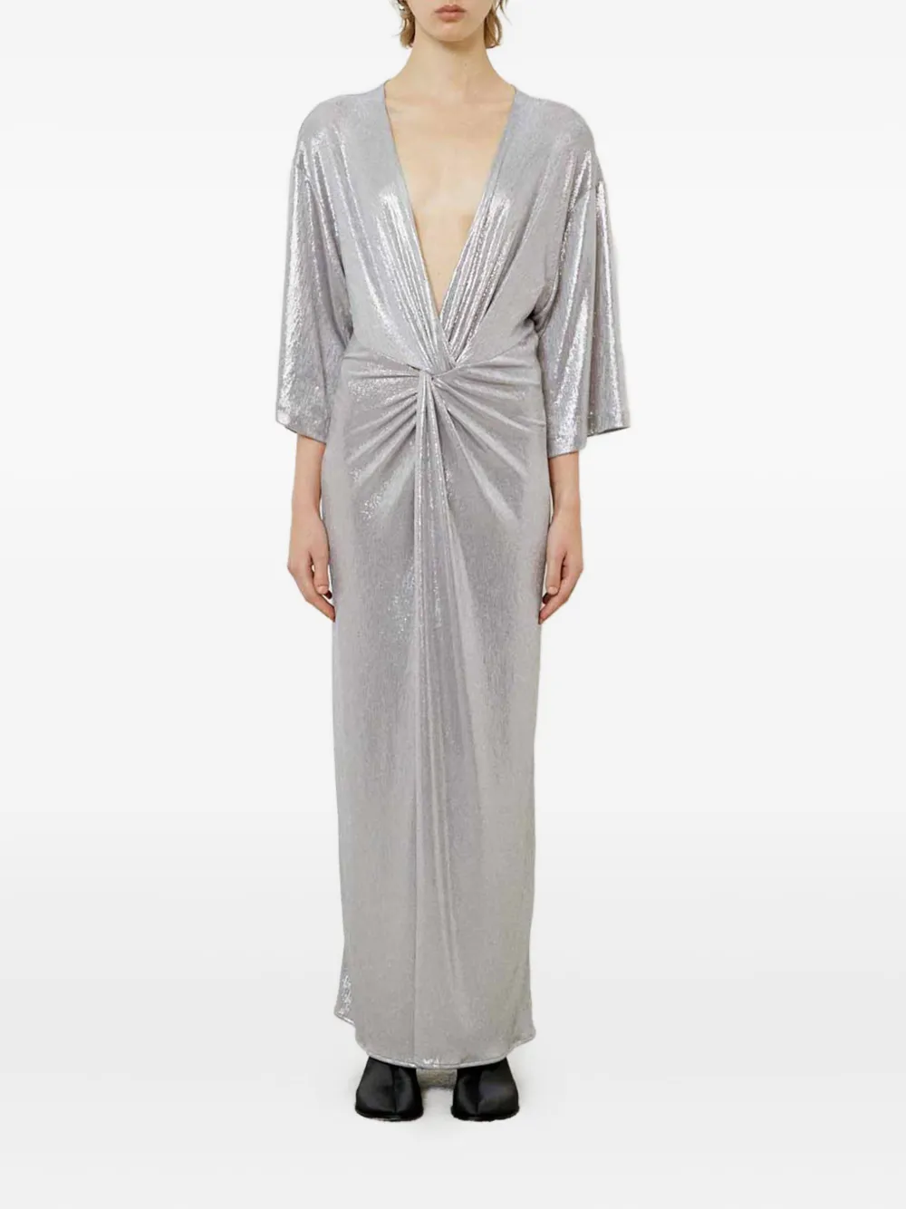 

Макси-платье с перекрученным элементом MeimeiJ, серый