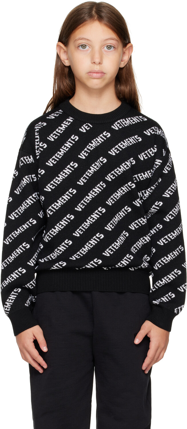 

Детский белый свитер с монограммой VETEMENTS