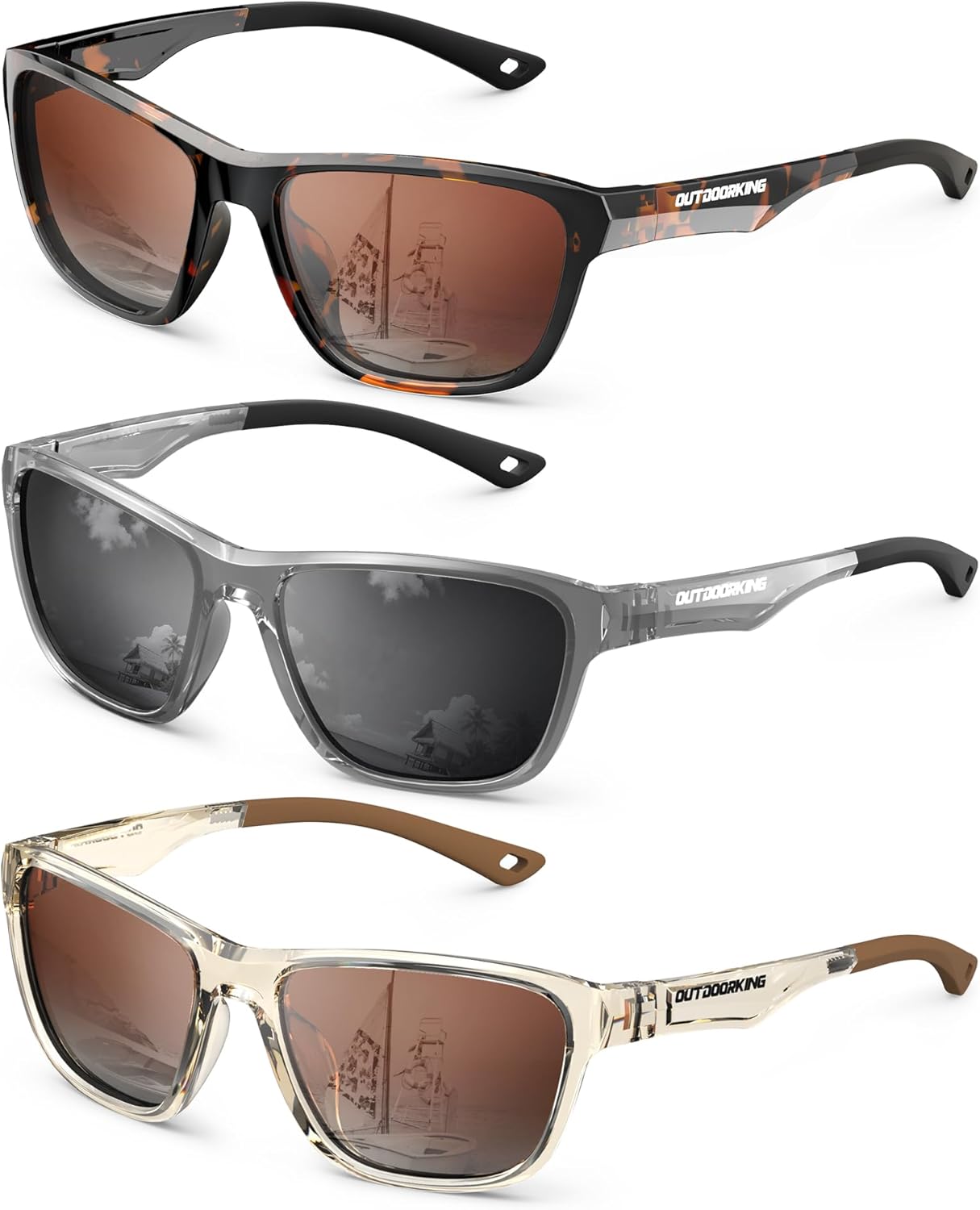 

Поляризованные солнцезащитные очки KALIYADI для мужчин и женщин: солнцезащитные очки с легкой оправой для вождения, рыбалки и защиты от УФ-излучения UV400, A16-tortoise/Brown+grey+brown