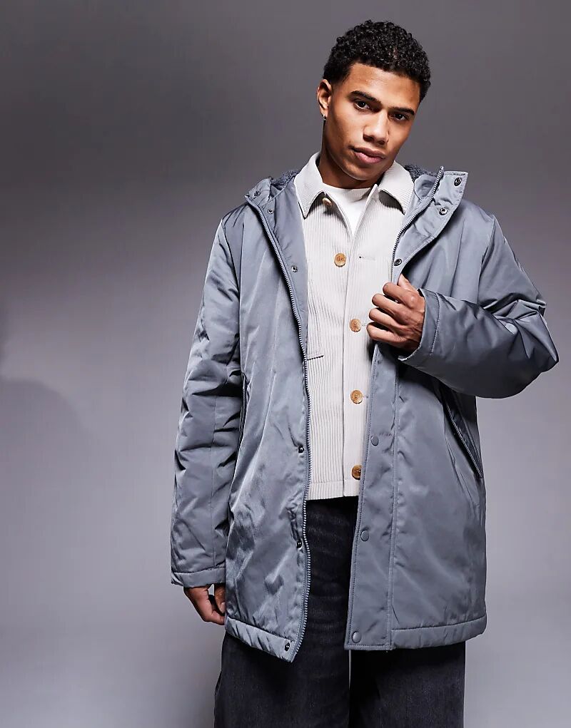 

Парка с подкладкой из борга серого цвета ASOS DESIGN