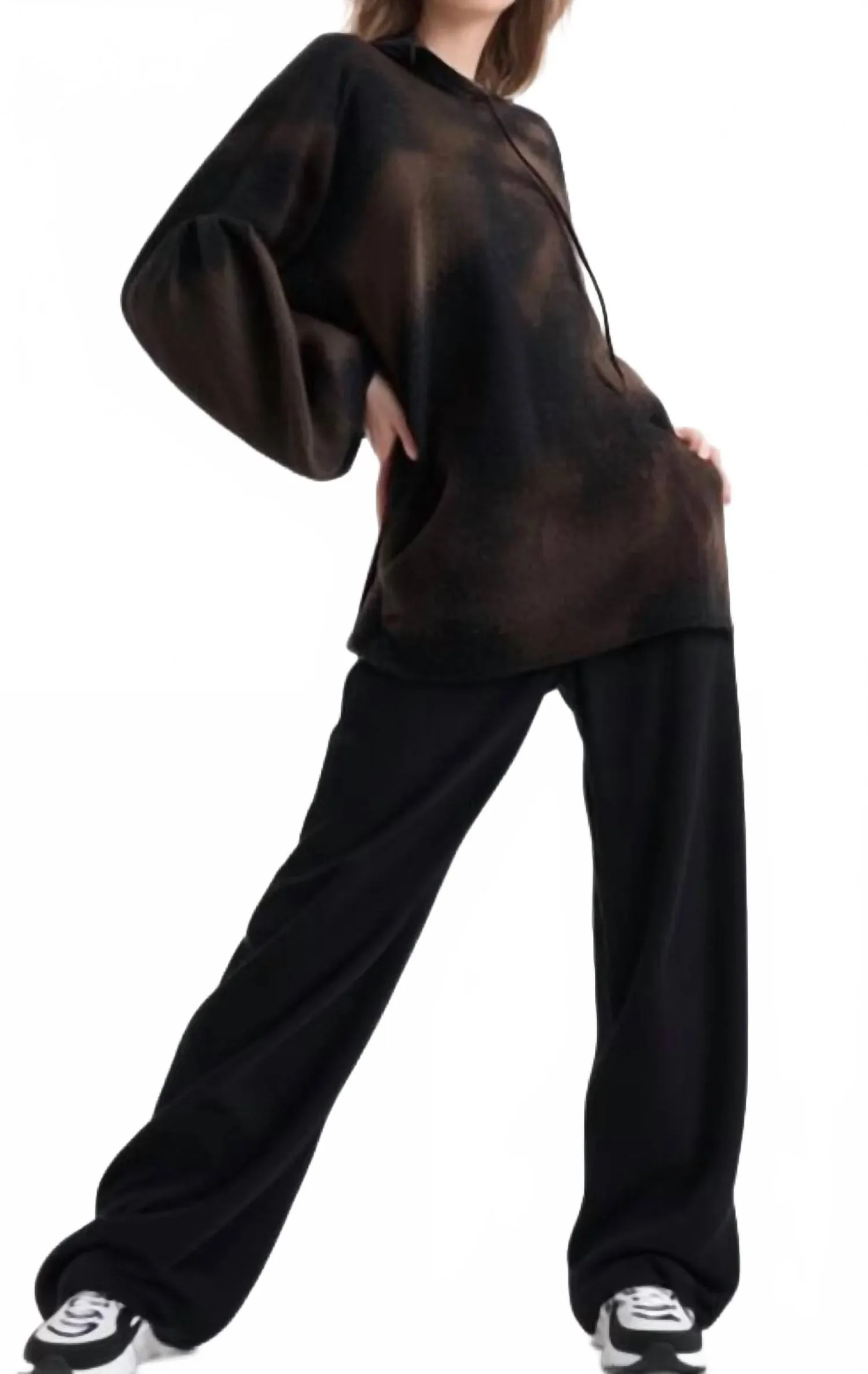 

Выбеленная толстовка с рукавами-колоколами черного цвета Tough Luv, Черный, Выбеленная толстовка с рукавами-колоколами черного цвета Tough Luv