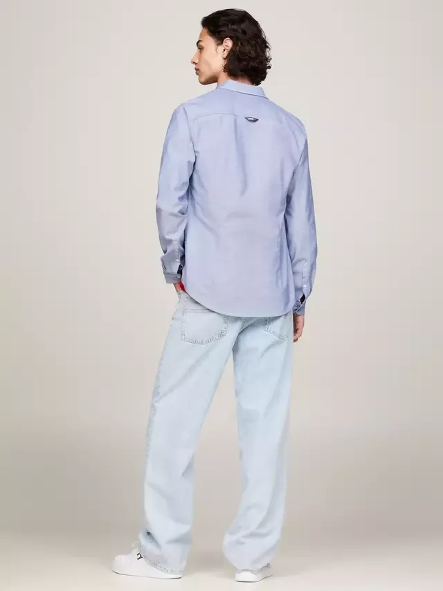 Рубашка Tommy Jeans Slim из органического хлопка, оксфордская Tommy Hilfiger, Twilight Navy — фото 2