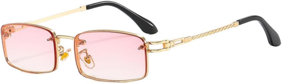 

Маленькие прямоугольные солнцезащитные очки для женщин, модные металлические квадратные солнцезащитные очки для мужчин, ретро-панк очки, женские солнцезащитные очки UV400 generic, Gold-pink