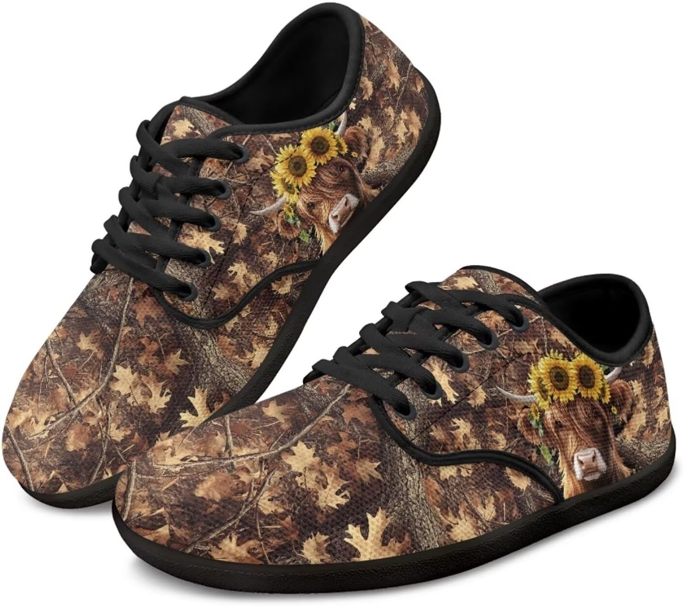 

Мужские минималистичные кроссовки с широким носком и нулевым перепадом высоты подошвы, удобные слипоны для ходьбы Pointodoor, Camo Hunting Highland Cow