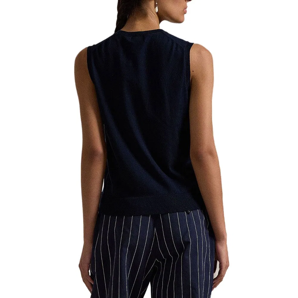 Топ с вышитым логотипом Polo Ralph Lauren, Dark Blue — фото 3