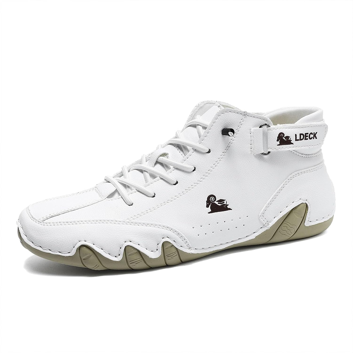 

Мужские повседневные кожаные модные кроссовки с ботинками до щиколотки, без шнурков, с противоскользящей подошвой, дышащие, высокие ботинки для походов Generic, белый