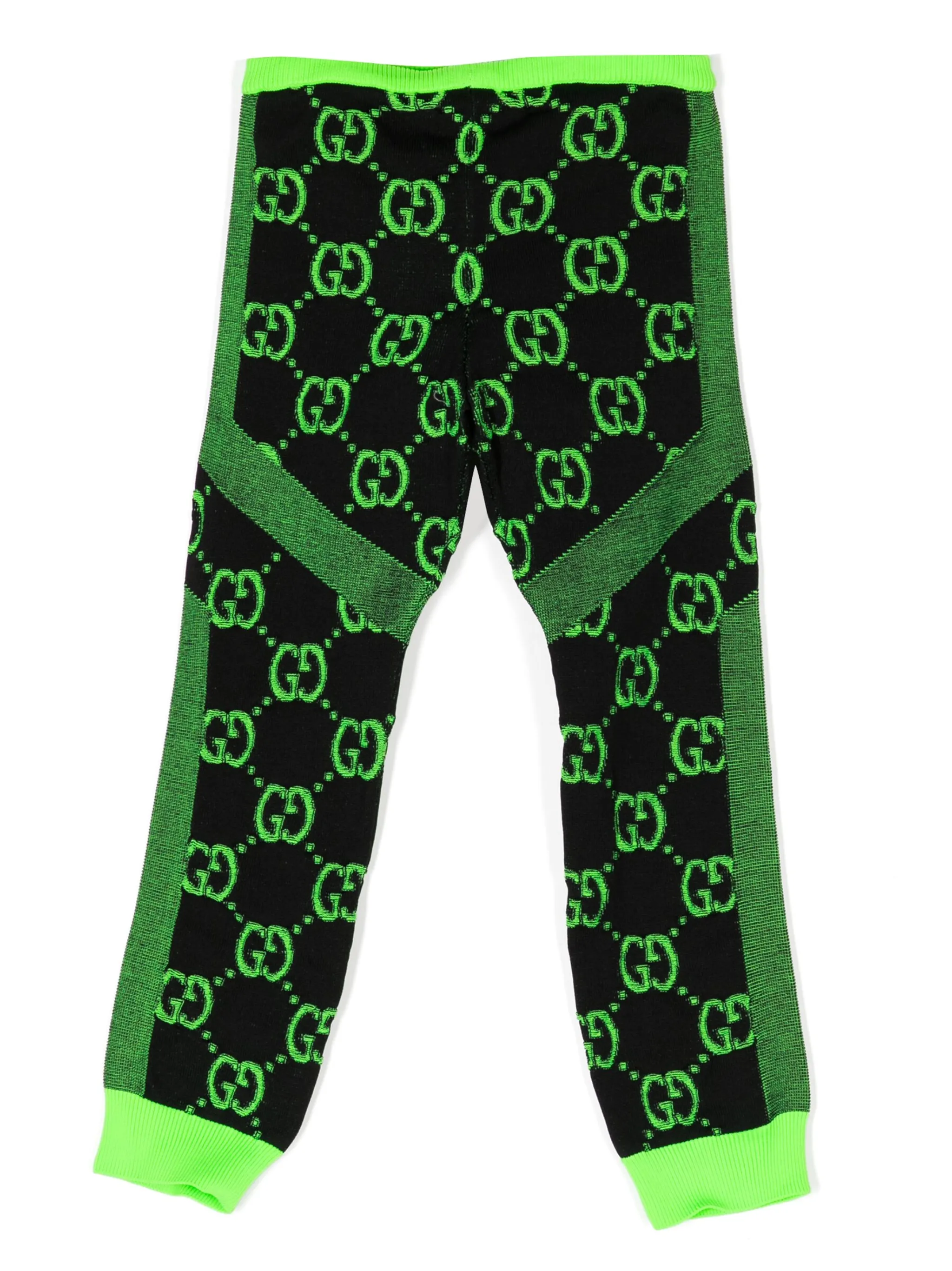 Трикотажные брюки с узором GG Supreme Gucci Kids, зеленый — фото 2