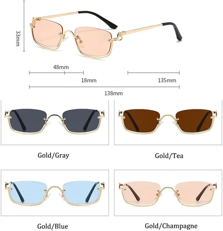 

MUTYNE Модные маленькие квадратные женские солнцезащитные очки в роскошной металлической полуободковой оправе, модные винтажные черные и розовые оттенки, Gold Pink