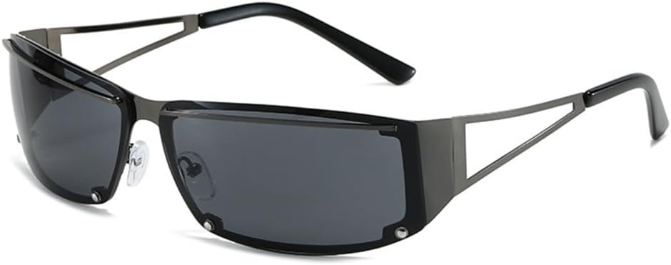 

Солнцезащитные очки в металлической оправе прямоугольной формы для женщин, прямоугольные солнцезащитные очки для мужчин, солнцезащитные очки без оправы в стиле ретро-панк, защита от ультрафиолета UV400 LANGSER, C1 Gun Gray