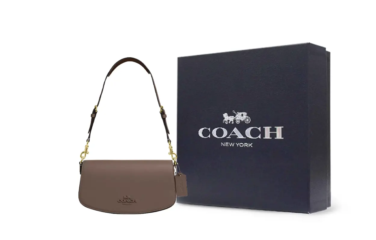 

COACH Сумка через плечо из телячьей кожи среднего размера женская в темно-каменном цвете