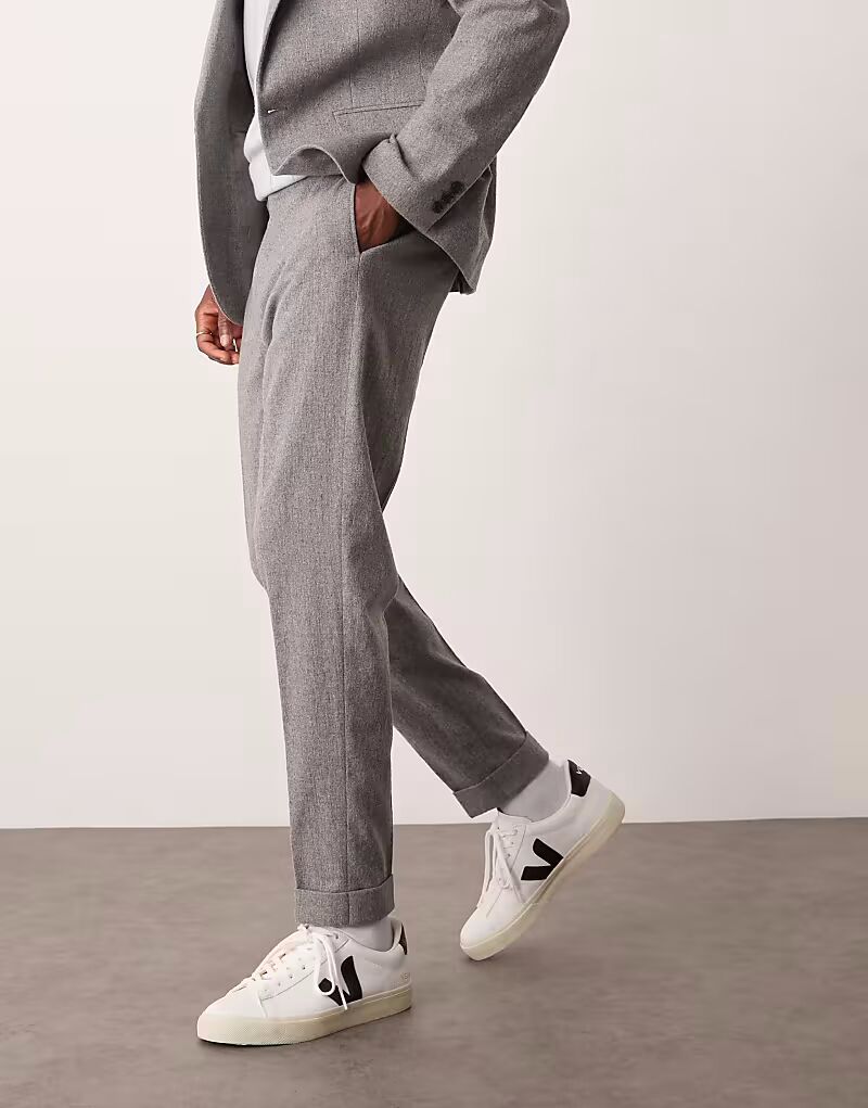 

Зауженные брюки ASOS DESIGN из серой фланели с шерстью
