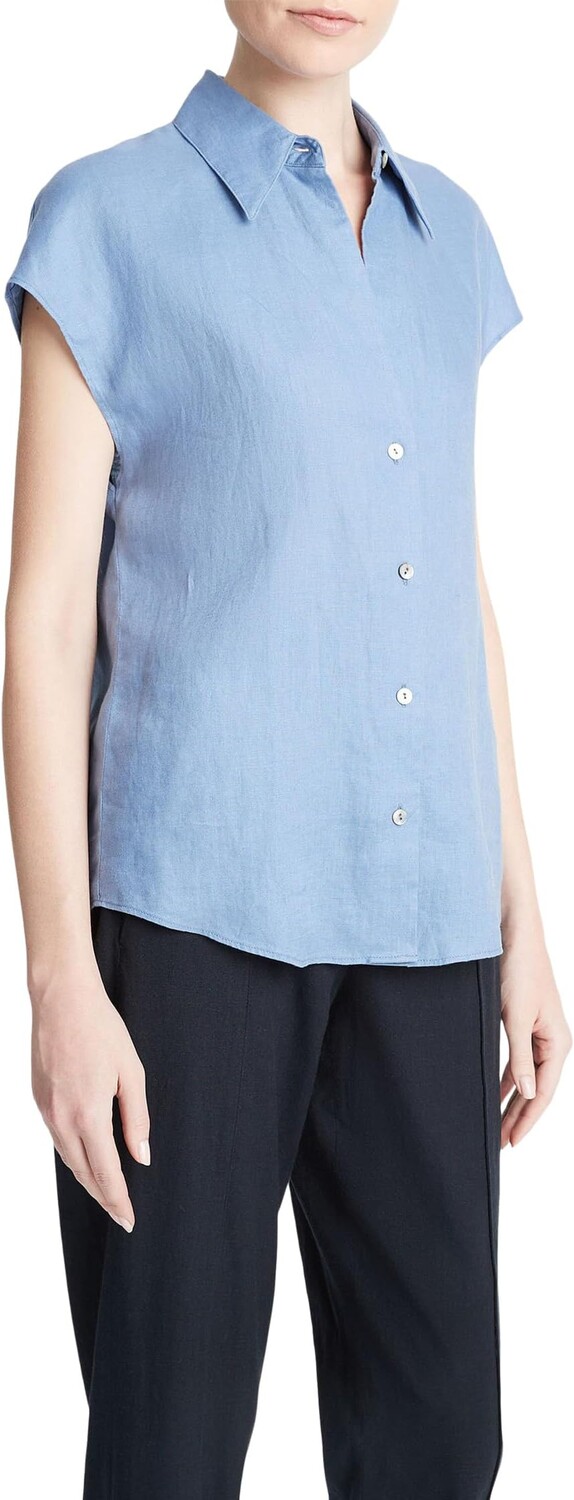 

Блуза Vince Cap Sleeve Button Down Blouse, цвет Azure Gem