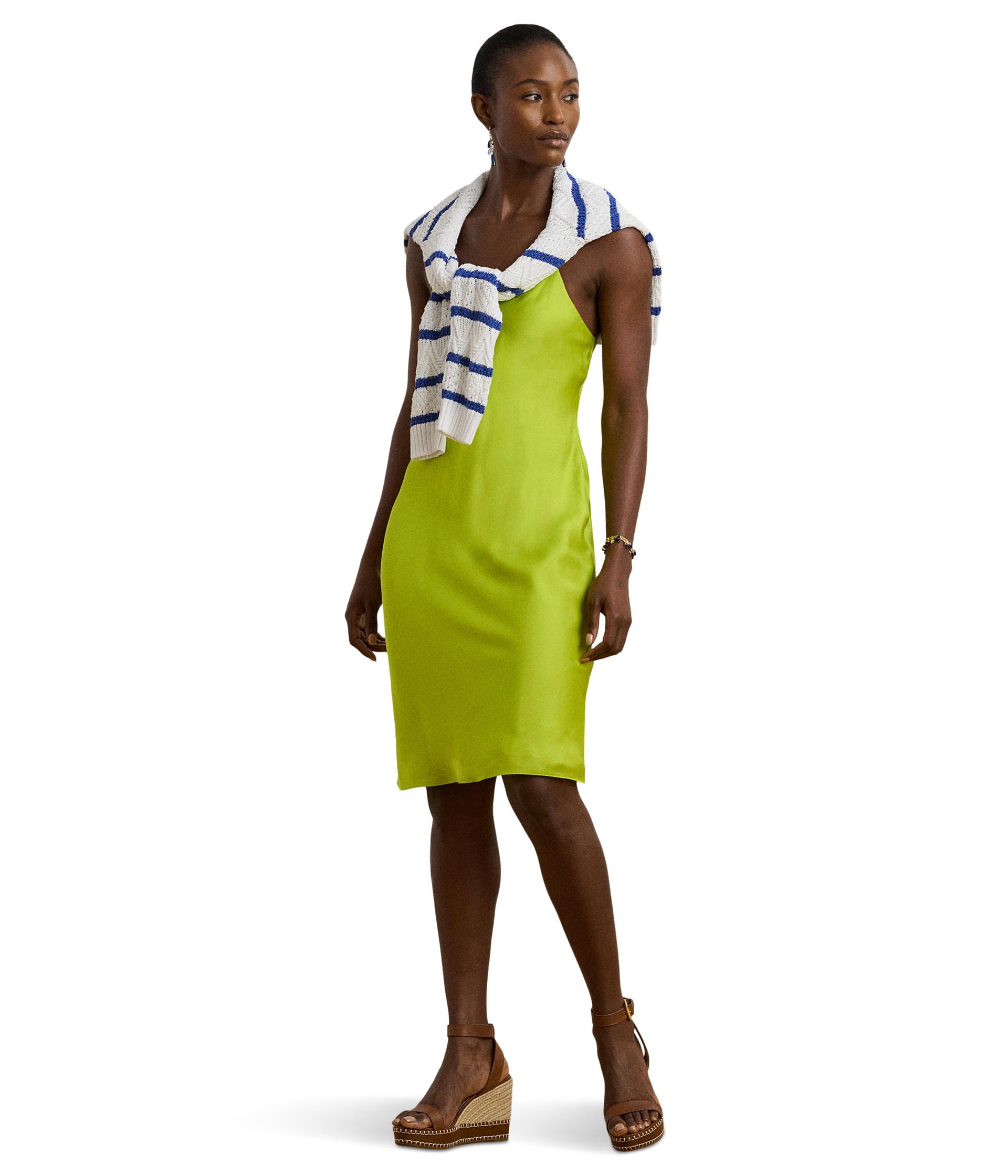 

Платье Lauren Ralph Lauren Featherweight Charmeuse Slip Dress, Lime Chartreuse