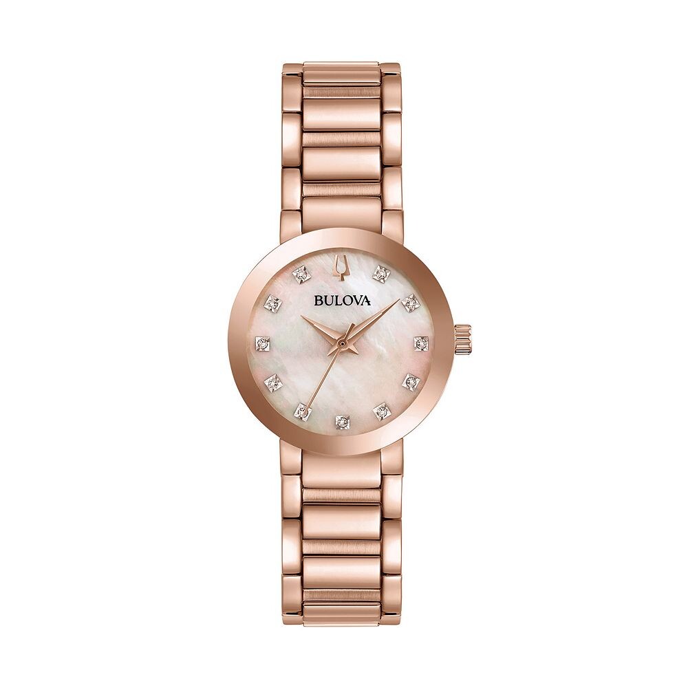 

Женские часы Bulova Modern Diamond из нержавеющей стали - 97P132, цвет Rose Tone