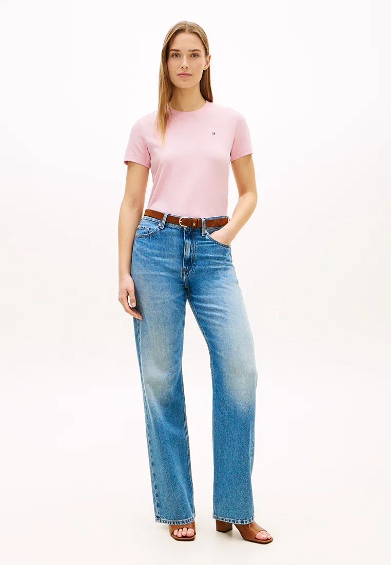 Футболка с круглым вырезом и коротким рукавом, Interlock, TH Mainline Tommy Hilfiger, розовый — фото 4