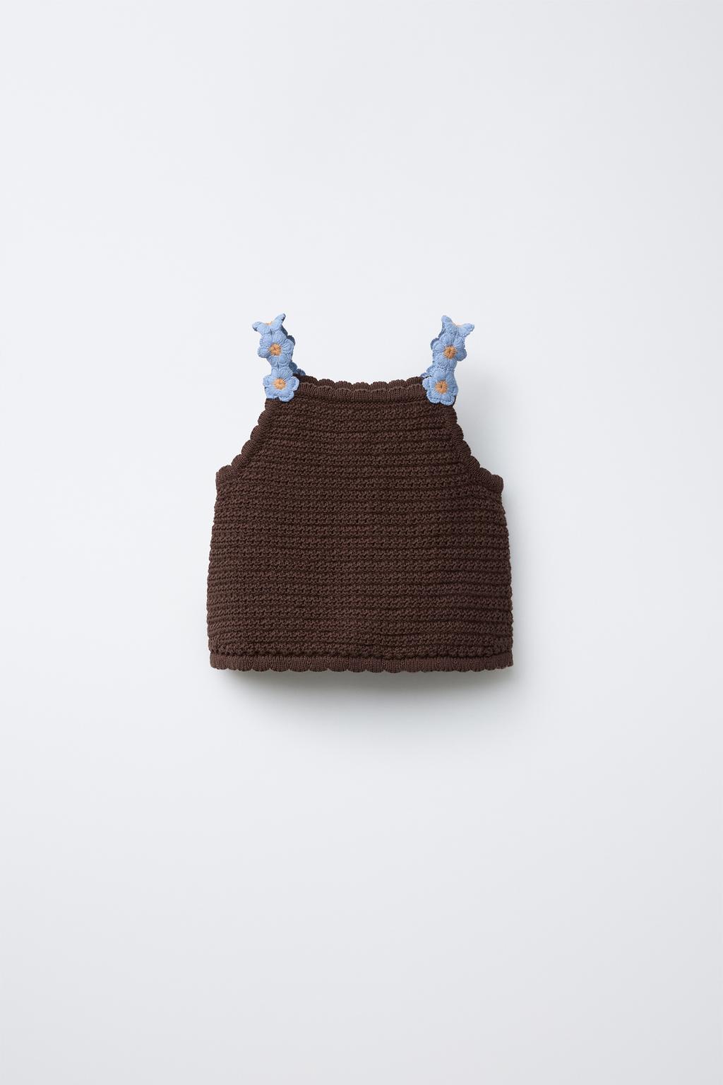 

Вязаный топ с ромашками, связанный крючком ZARA, цвет Chocolate