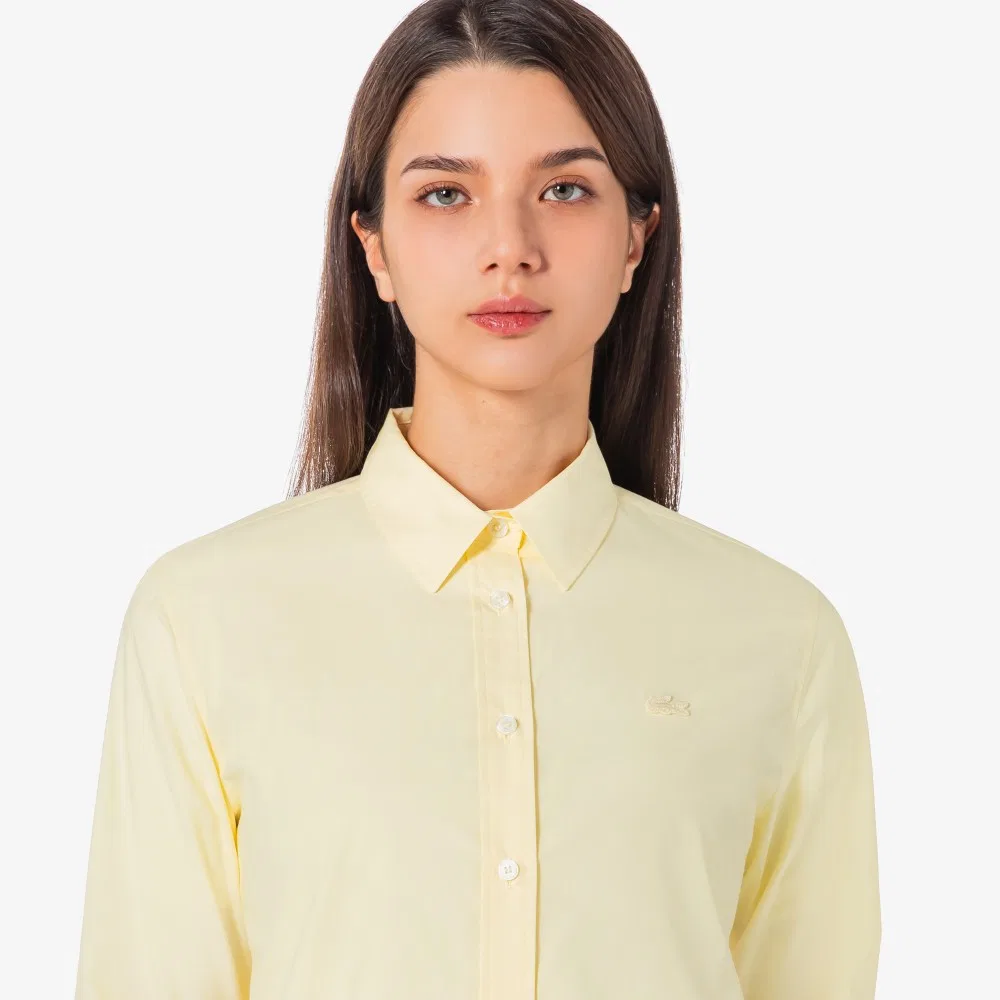 Рубашка Lacoste Поплиновая Однотонная, Светло-желтая — фото 2