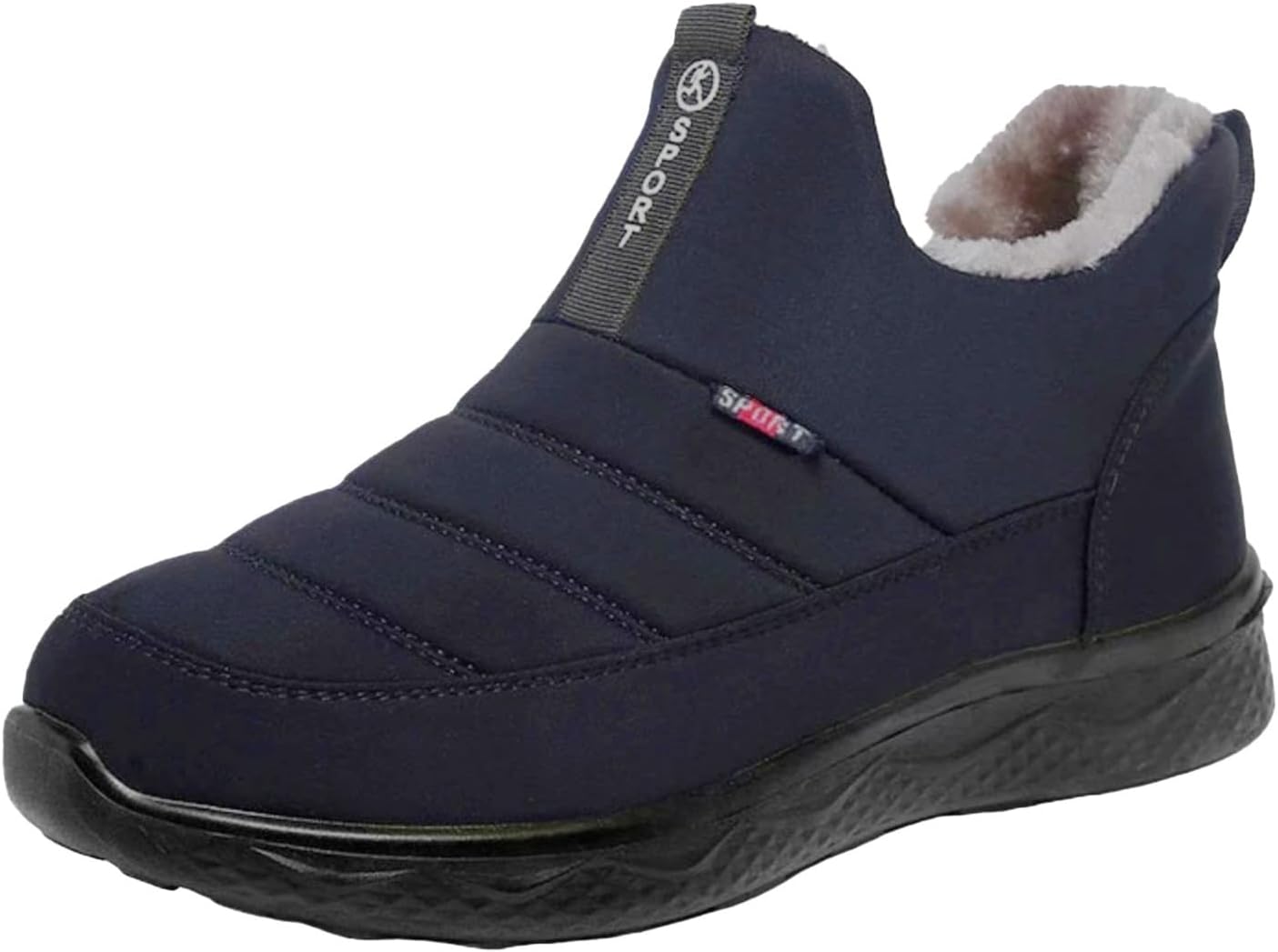 

Женские зимние снегоступы, мужские теплые ботинки на меху, слипоны на щиколотку, пушистые водонепроницаемые ботинки с нескользящей подошвой, модная и удобная уличная обувь, унисекс Generic, темно-синий