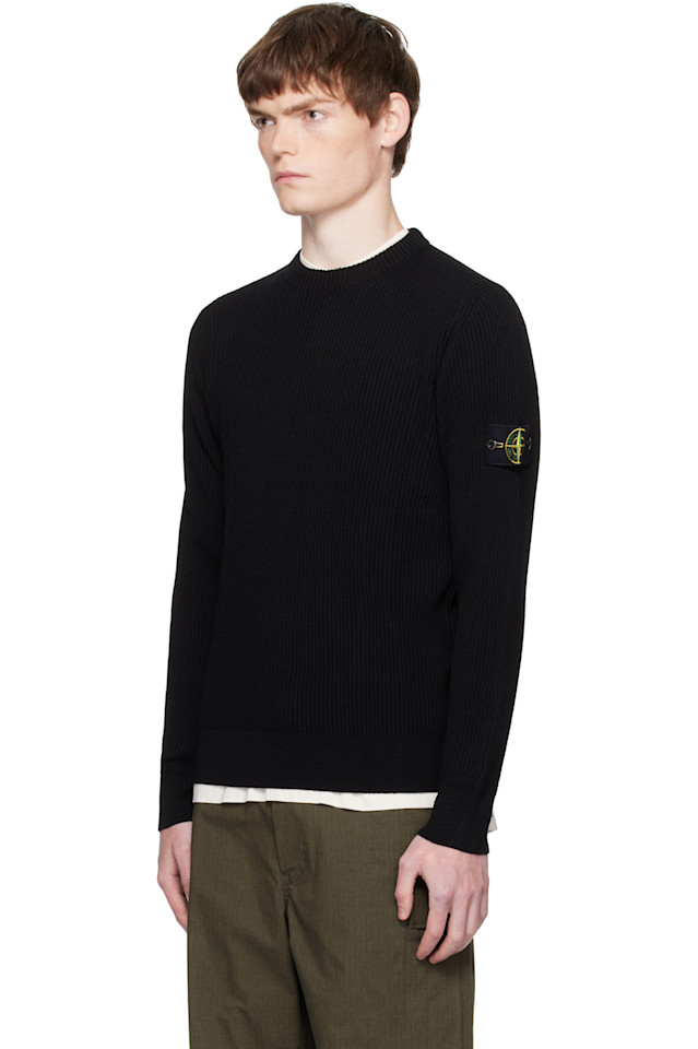 5100053 свитер из шерсти rws с резинкой по всей длине Stone Island, черный — фото 4