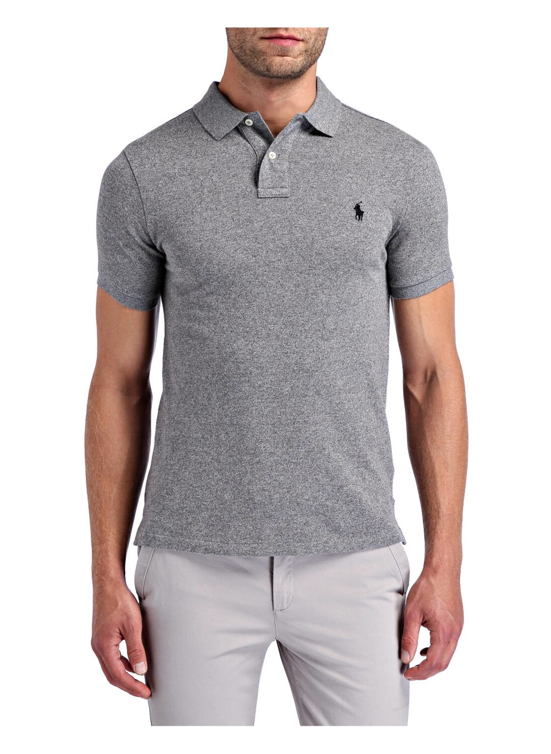 Рубашка поло POLO RALPH LAUREN Piqué Slim Fit, серый — фото 2