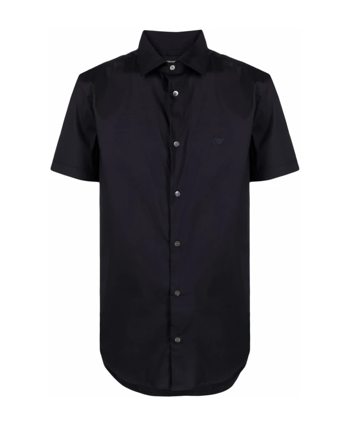 

Рубашка из синего шелка и нейлона Emporio Armani, синий