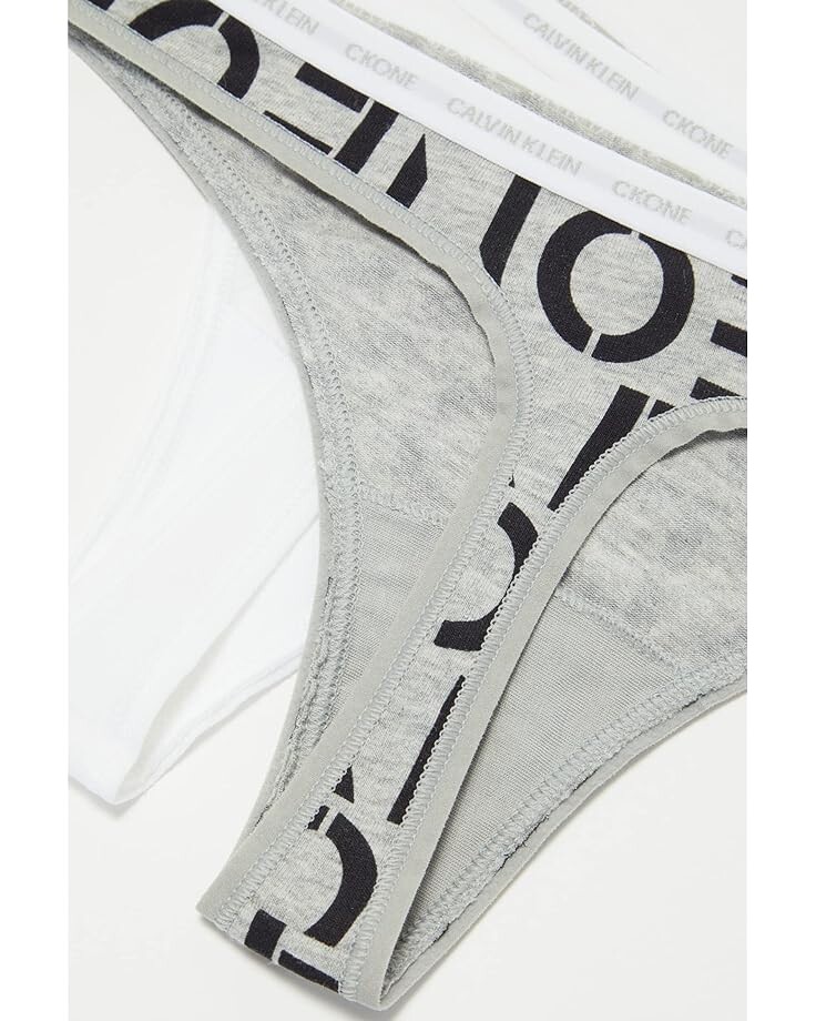 

Стринги Calvin Klein One Cotton 2-Pack Thong, цвет White/Stencil One/Grey Heather