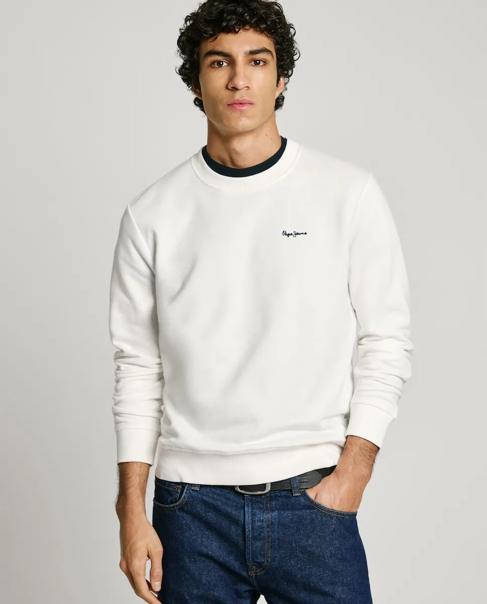 

Мужская толстовка с круглым вырезом и логотипом Pepe Jeans, белый