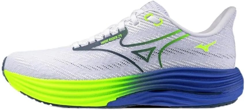 Кроссовки Mizuno Wave Rider 29(M) Белый/Синий/Молниеносный Йе — фото 2