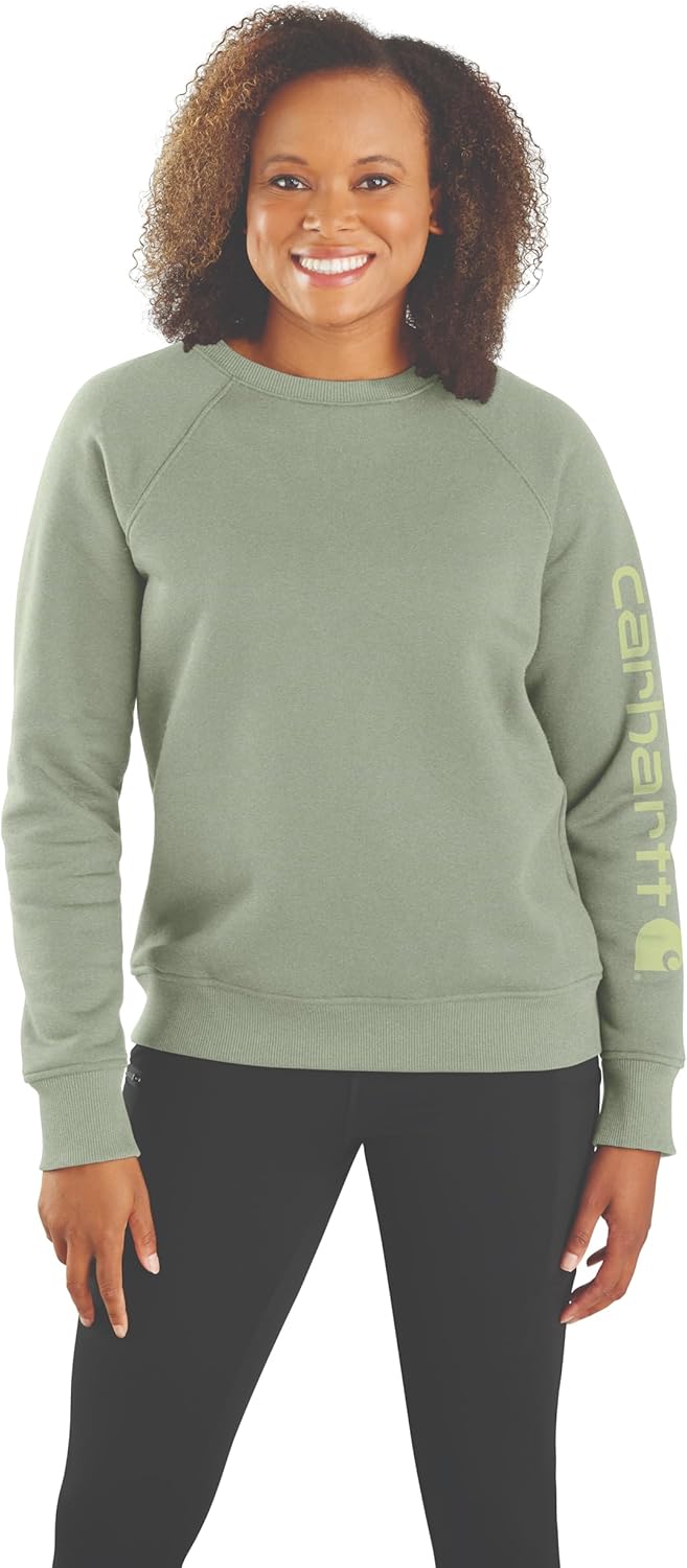 

Carhartt Women's Relaxed Fit Midweight Graphic Crewneck Sweatshirt, Sage Heather