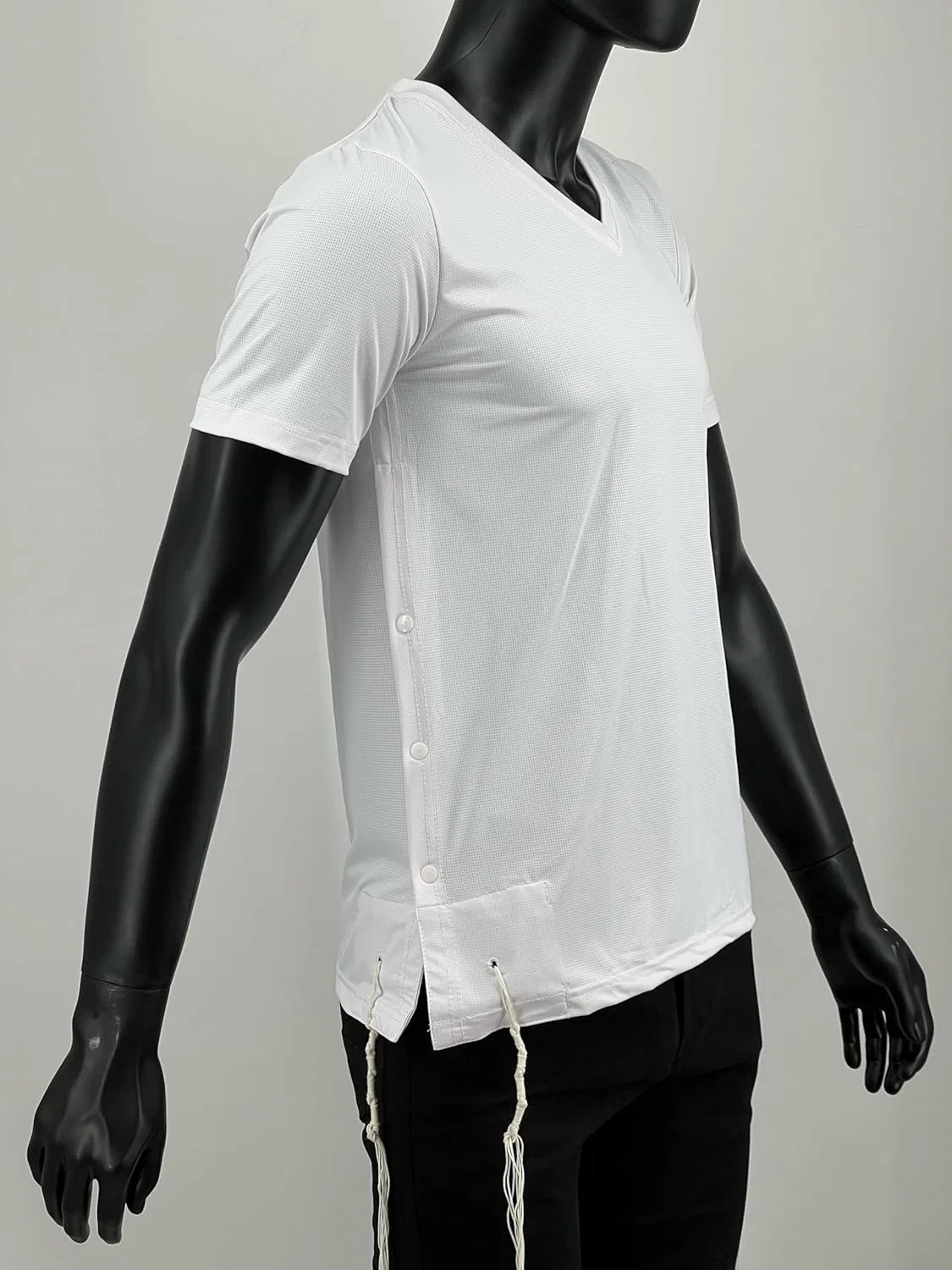 Футболка Sport Tzitzit мужская Dry Fit с V-образным вырезом, кошерные цицит, дышащая, отводящая влагу, для тренировок, майка с сетчатой подкладкой generic, белый — фото 3