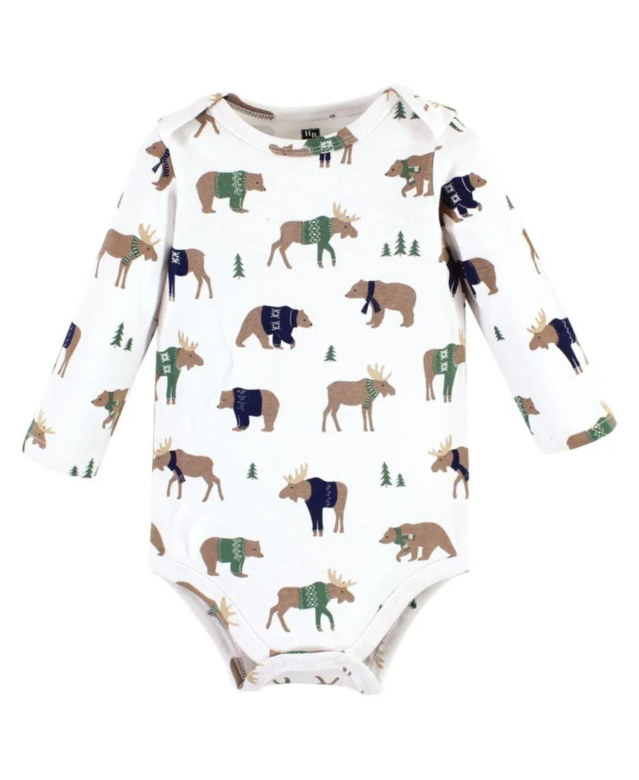 Хлопковые боди с длинными рукавами, комплект из 3 штук Hudson Baby, Moose Bear Sweater — фото 4