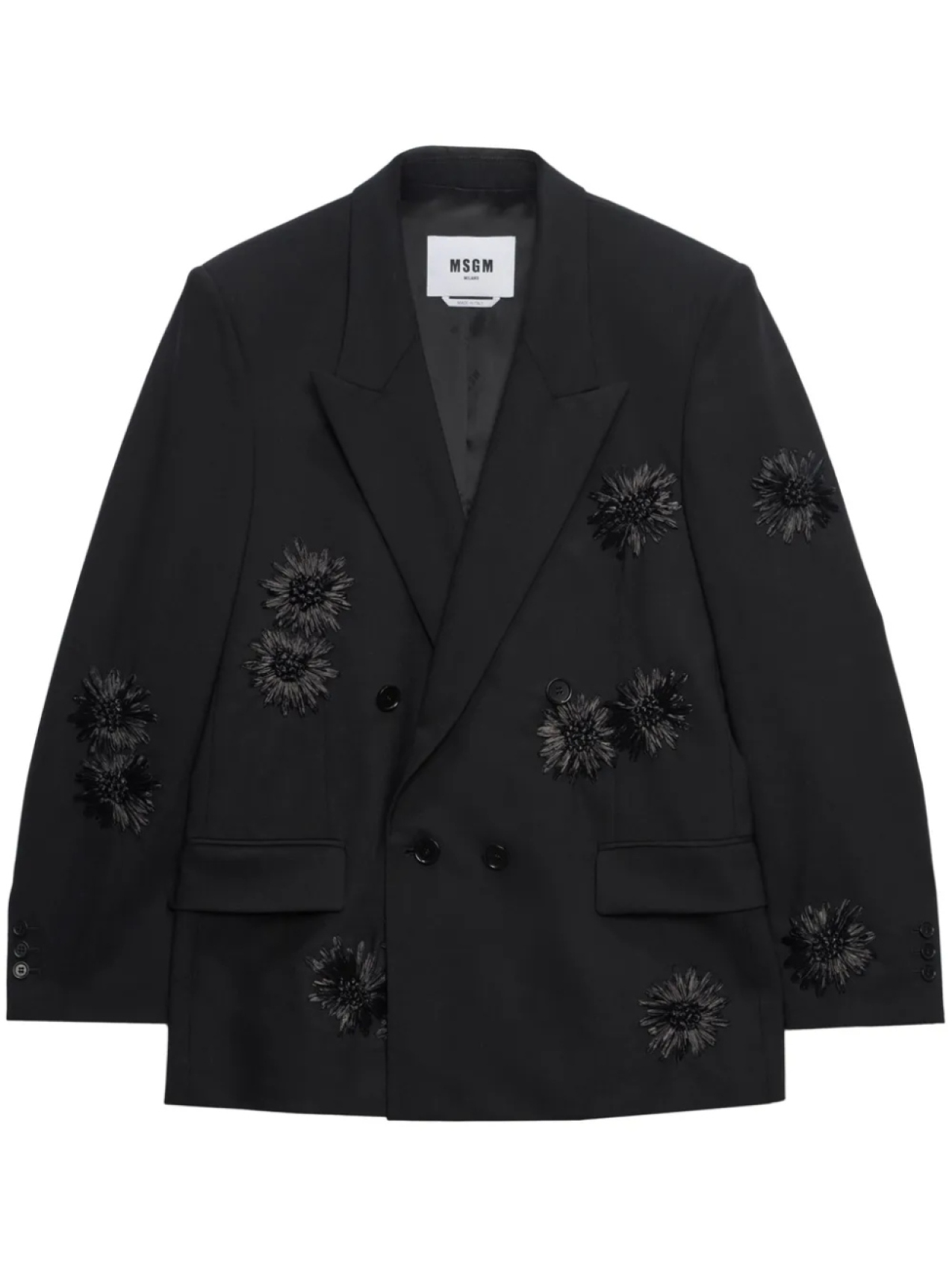 

MSGM пиджак с цветочной аппликацией, черный