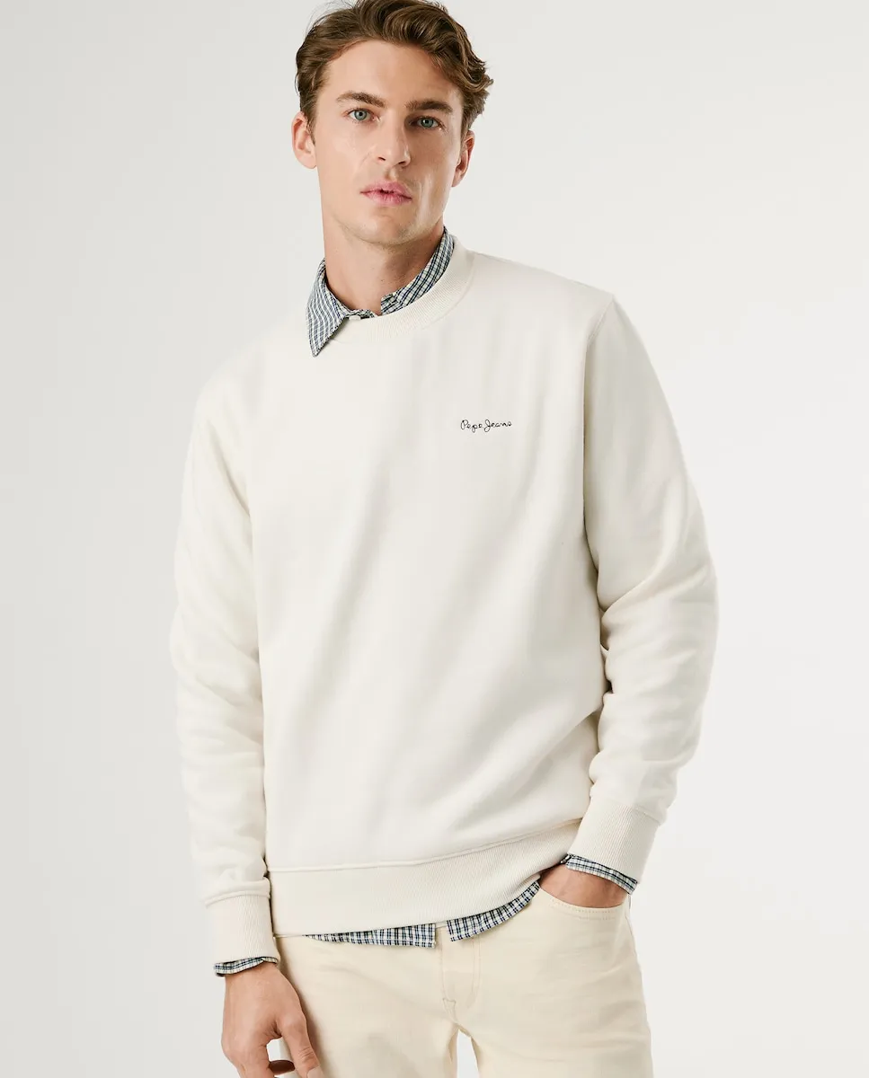 

Мужская толстовка с круглым вырезом и печатным логотипом Pepe Jeans, светло-бежевый
