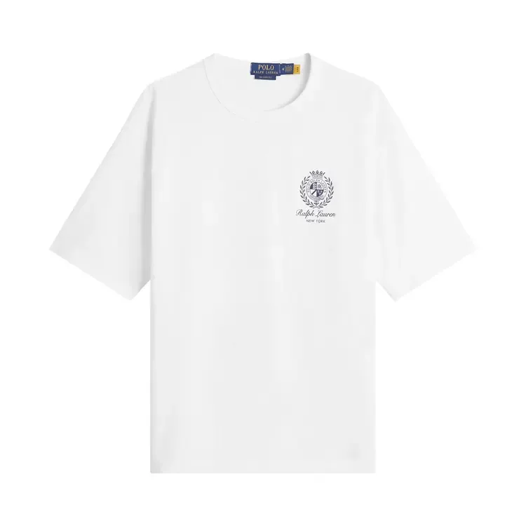 Футболка Polo Ralph Lauren с коротким рукавом, из плотного трикотажа, с графическим принтом, белого цвета
