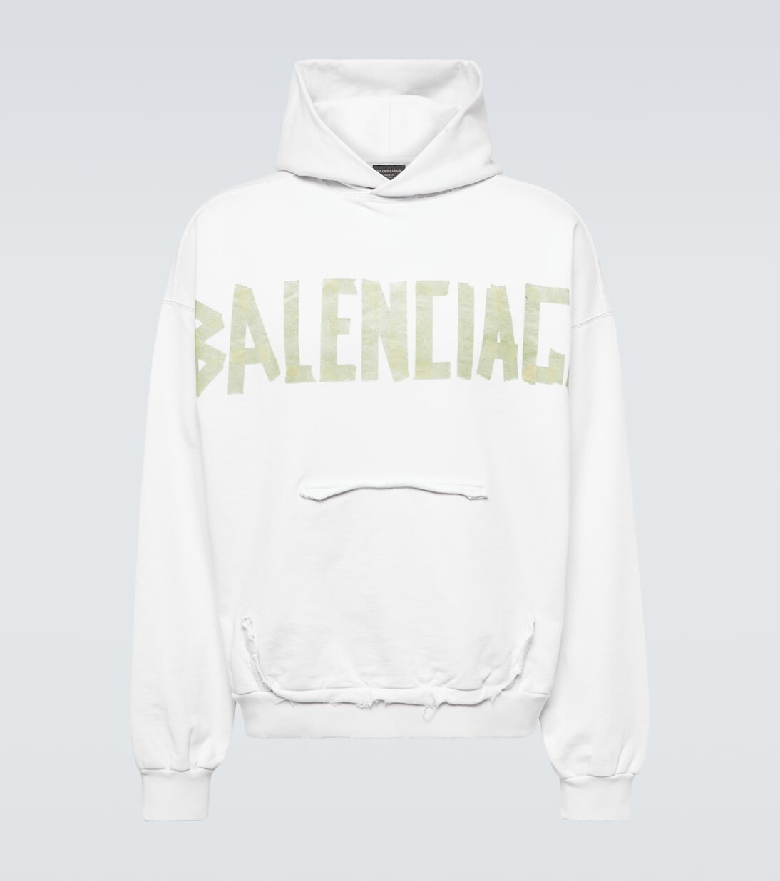 

Толстовка из хлопкового флиса с ленточным рваным узором Balenciaga, белый
