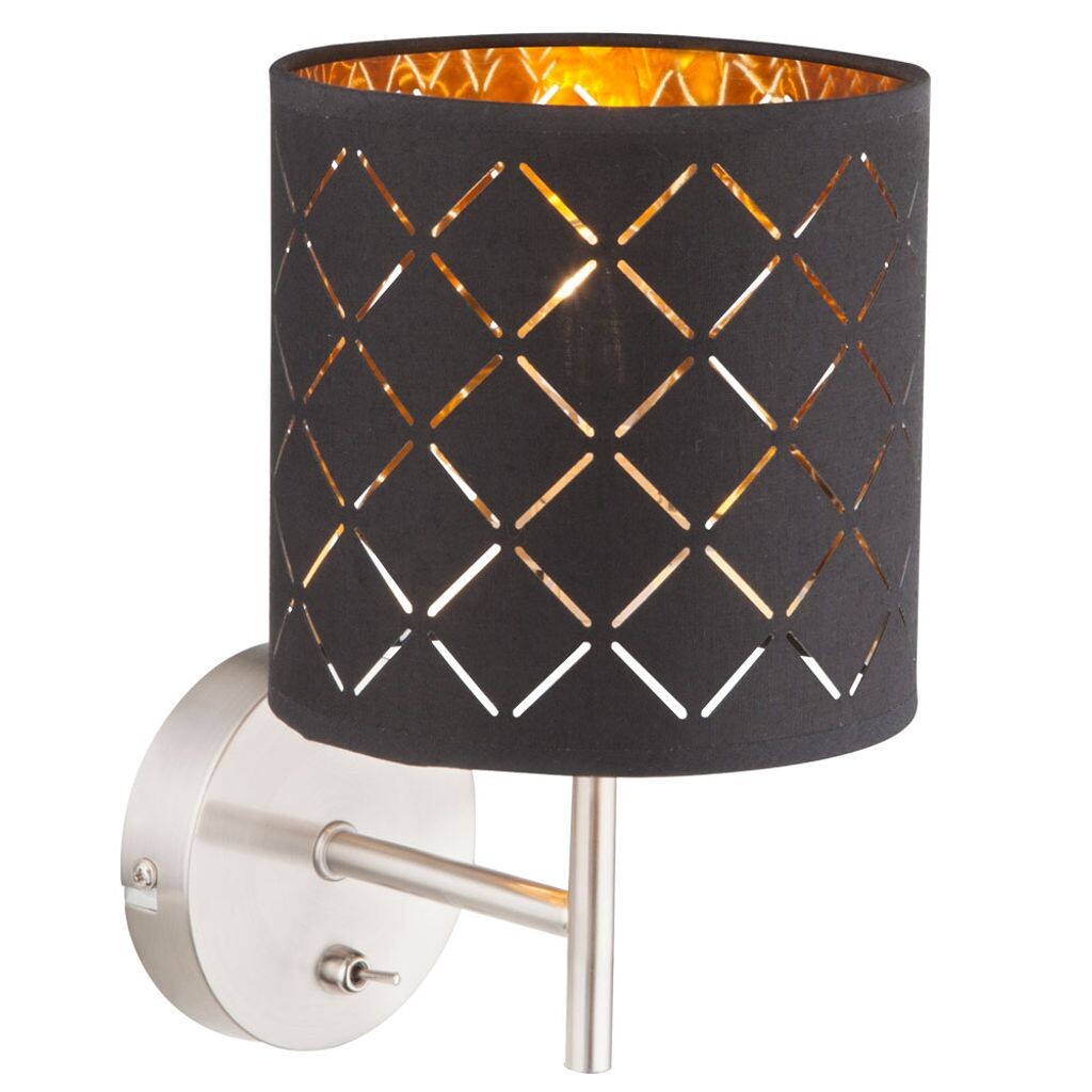 

Настенный светильник, текстильный абажур, матовый никель, черный, золотой Globo Lighting