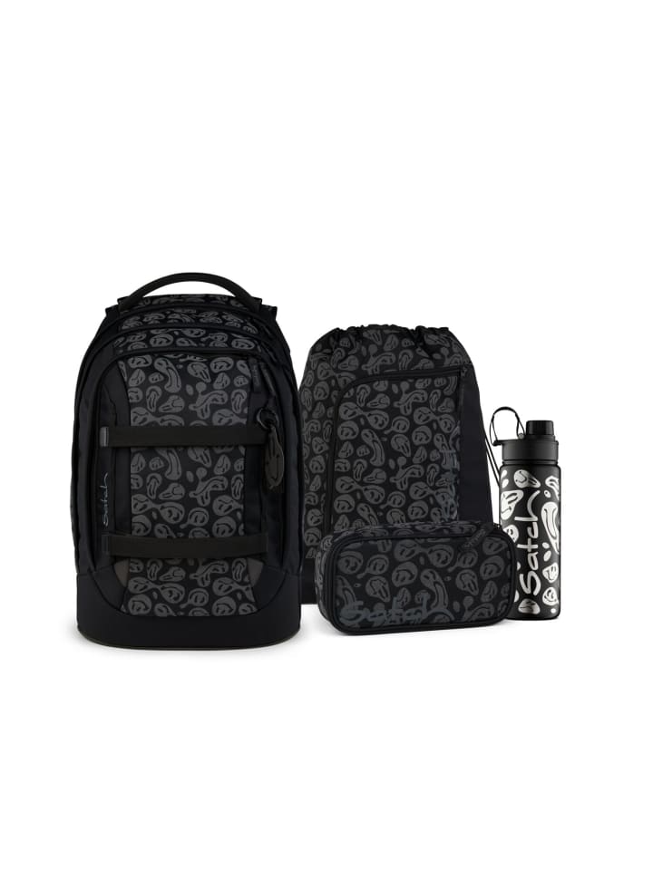 

Satch Набор школьных рюкзаков PACK Blurry Faces, 4 предмета, черный