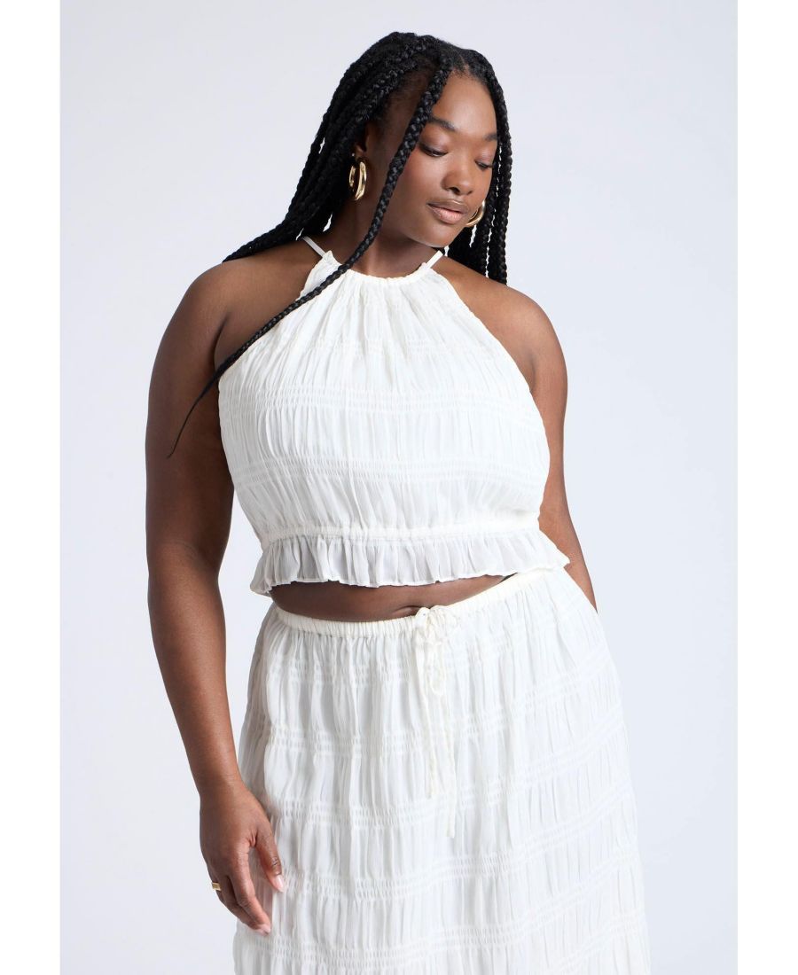 

Женский топ больших размеров с многослойной драпировкой ELOQUII, Jet stream