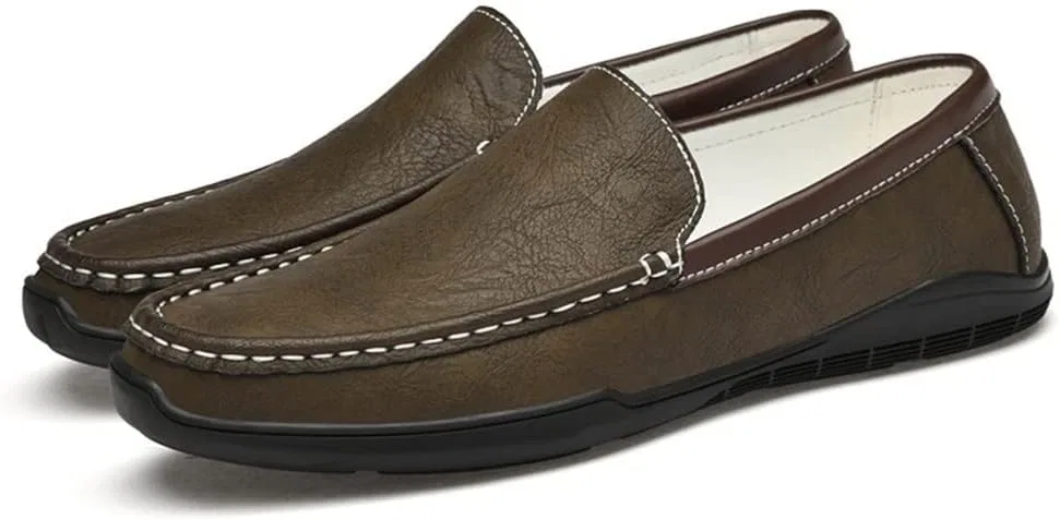 Мокасины кожаные Mens Loafers Moccasins Shoes, коричневый SayfuR