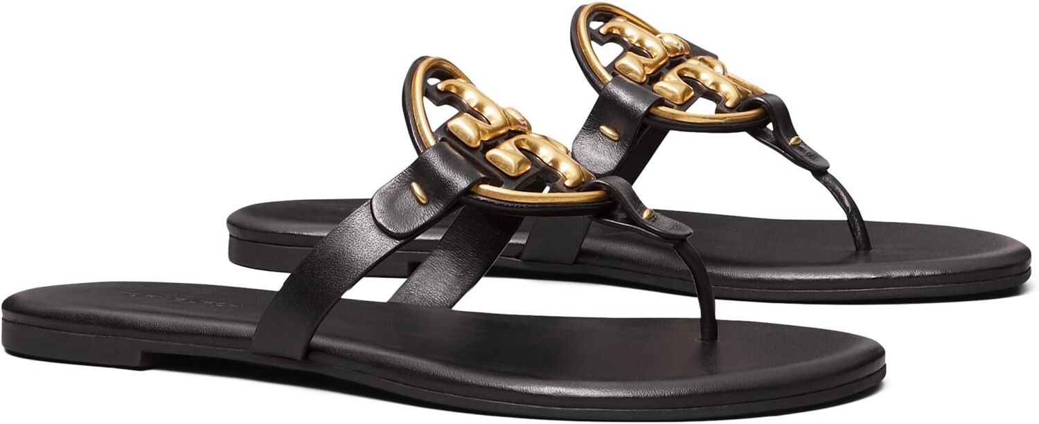 Шлепанцы Metal Miller Soft Tory Burch, цвет Perfect Black/Gold