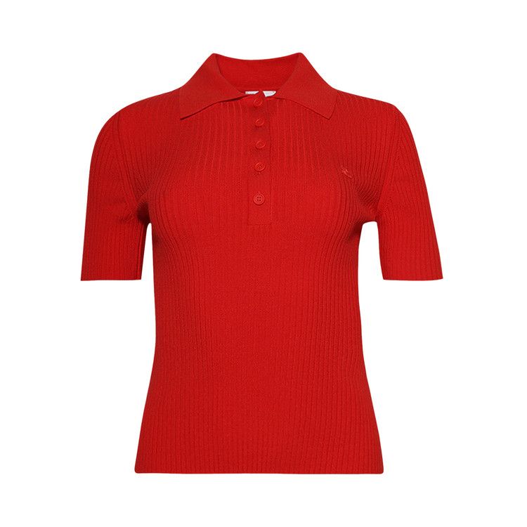 

Поло Courrèges Signature Rib Knit Polo, Poppy