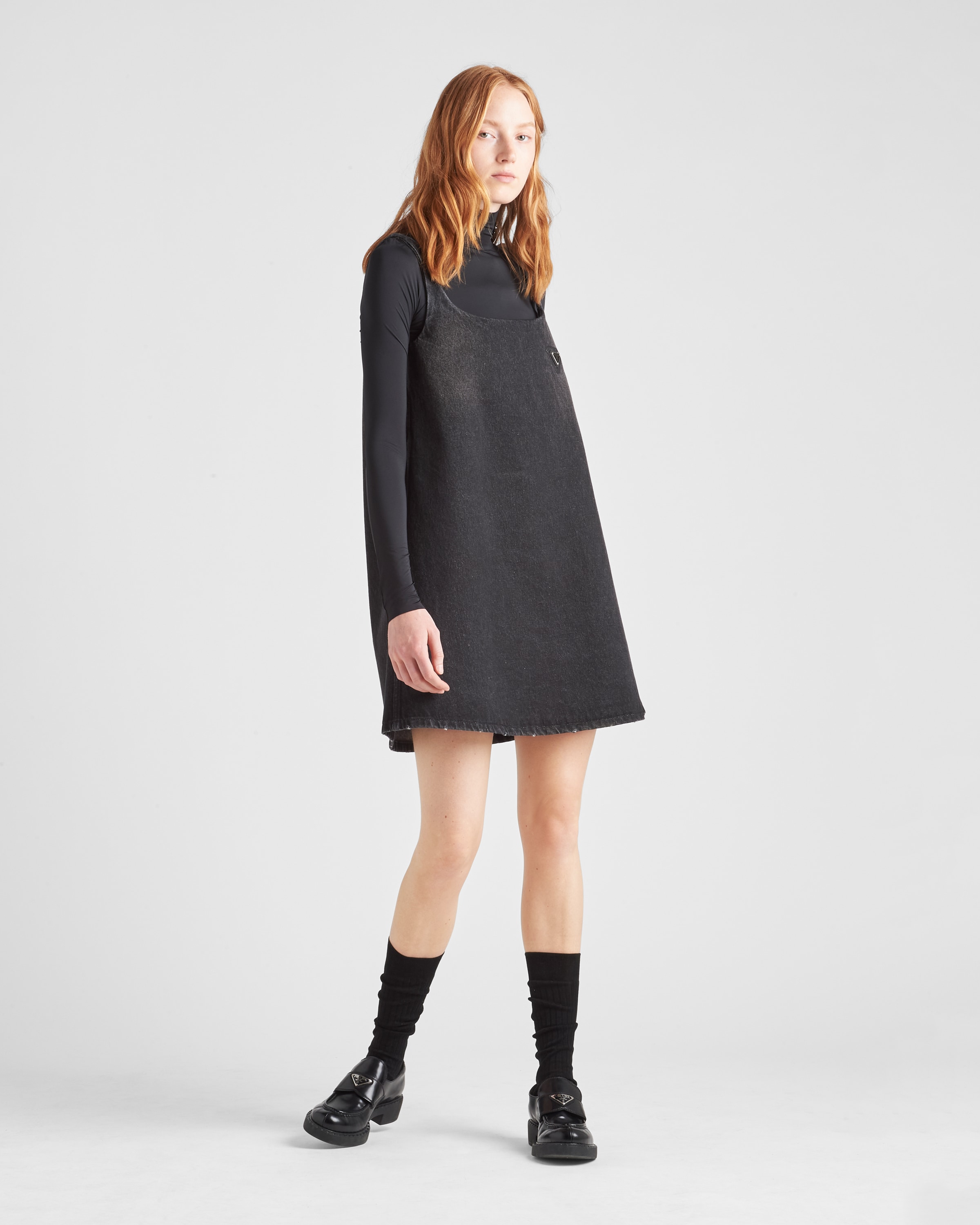 Джемпер с воротником-стойкой из джерси Prada, черный — фото 2