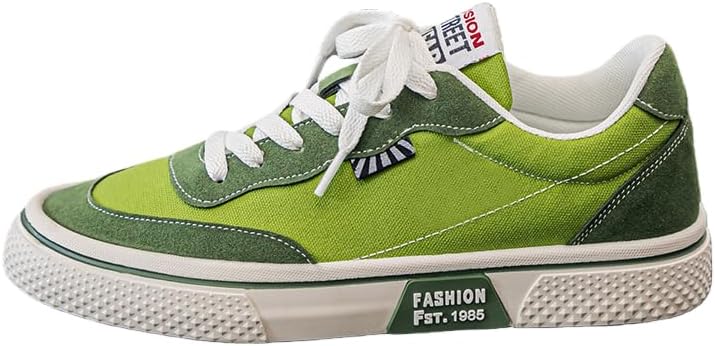 

Мужские и женские повседневные кроссовки - низкие шнурованные обувь с полосатыми и однотонными вариантами, прочная подошва из ПВХ, верх и подкладка из дышащей ткани Clolinde, зеленый