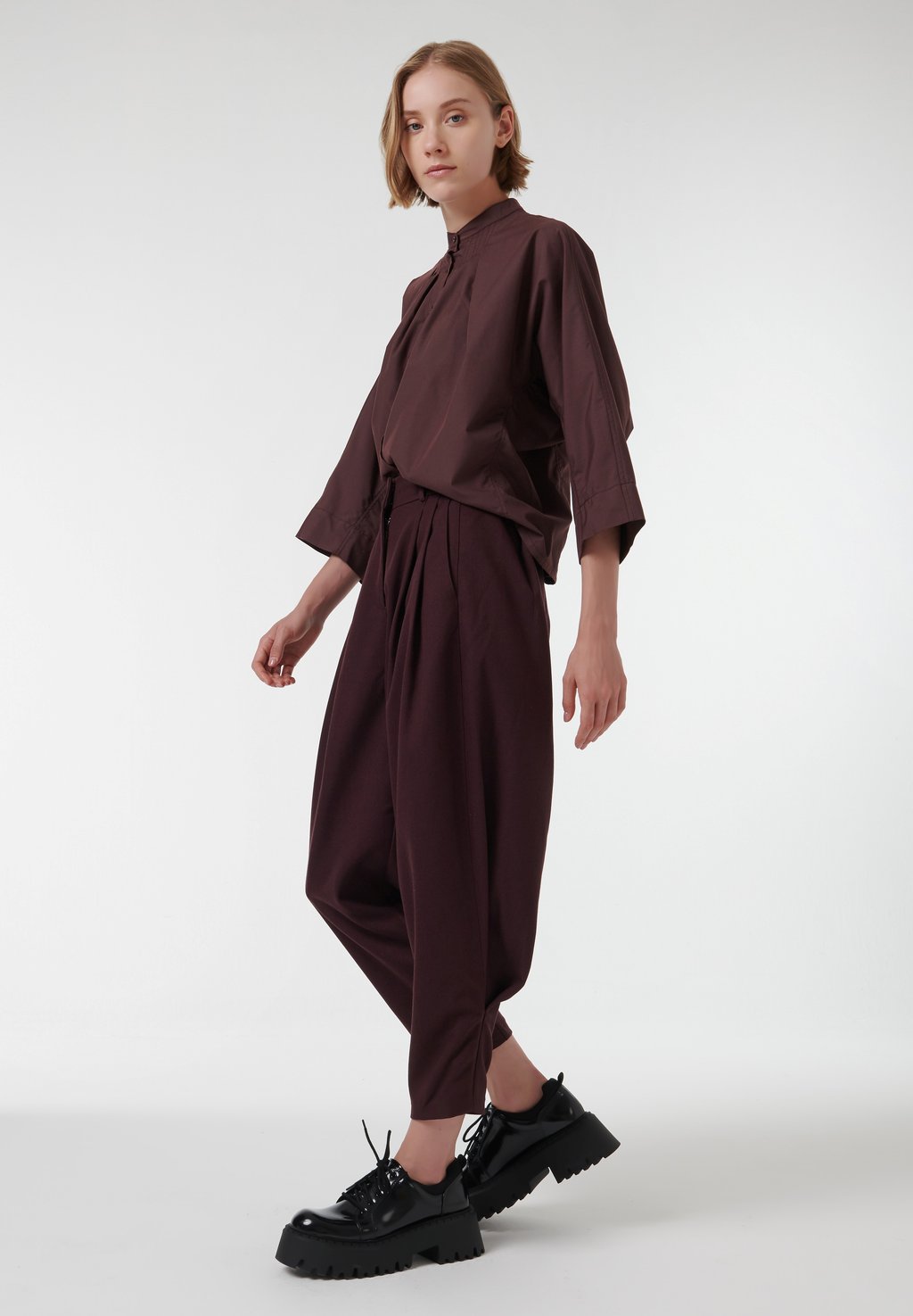 

Блузка на пуговицах OVERSIZED PLEATED Leem, коричневый