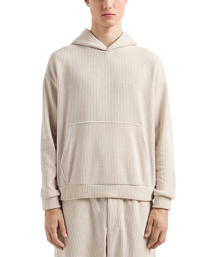 

Рельефный худи из джерси-вельвета Emporio Armani, слоновая кость/кремовый