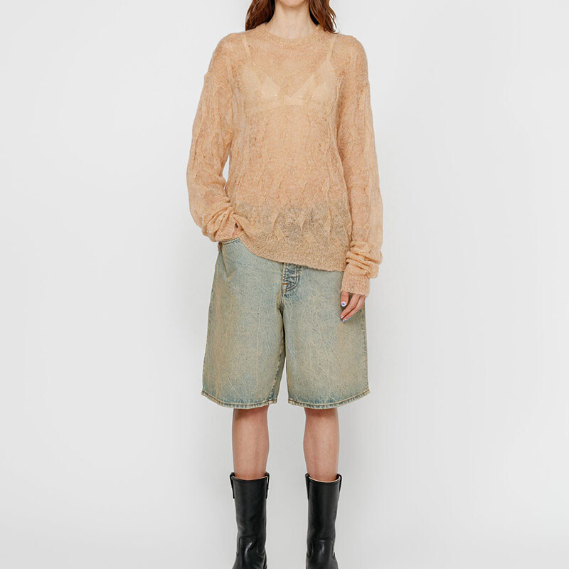 Свободный вязаный свитер с перекрестными косами Stussy, цвет Sand — фото 2