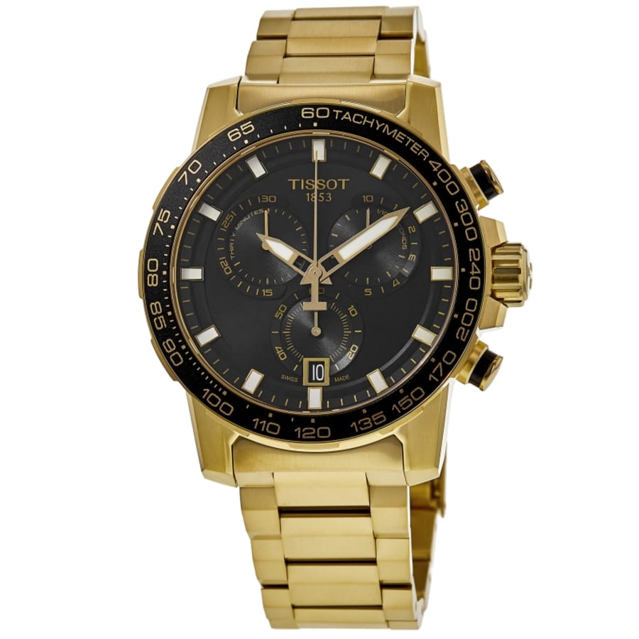 

Мужские часы Tissot Supersport Chrono Quartz с черным циферблатом и покрытием PVD из нержавеющей стали