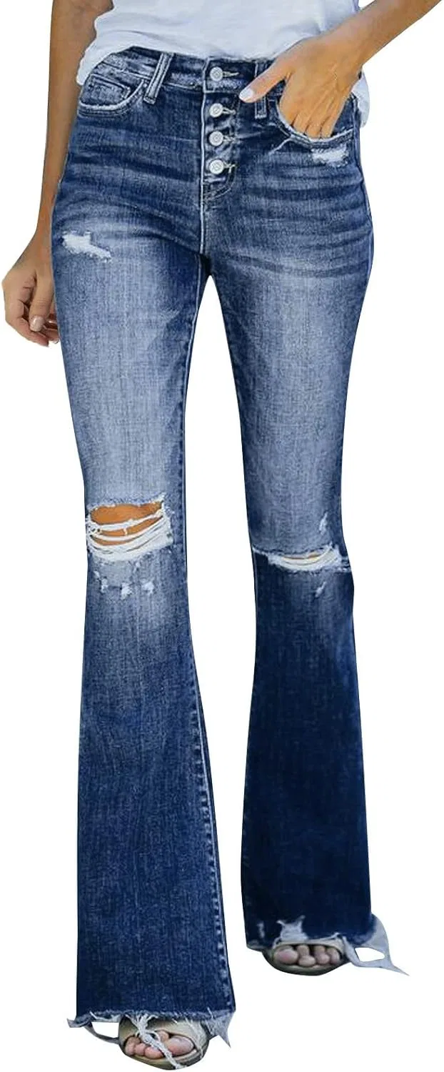 Джинсы клеш, stretch, 01-blue