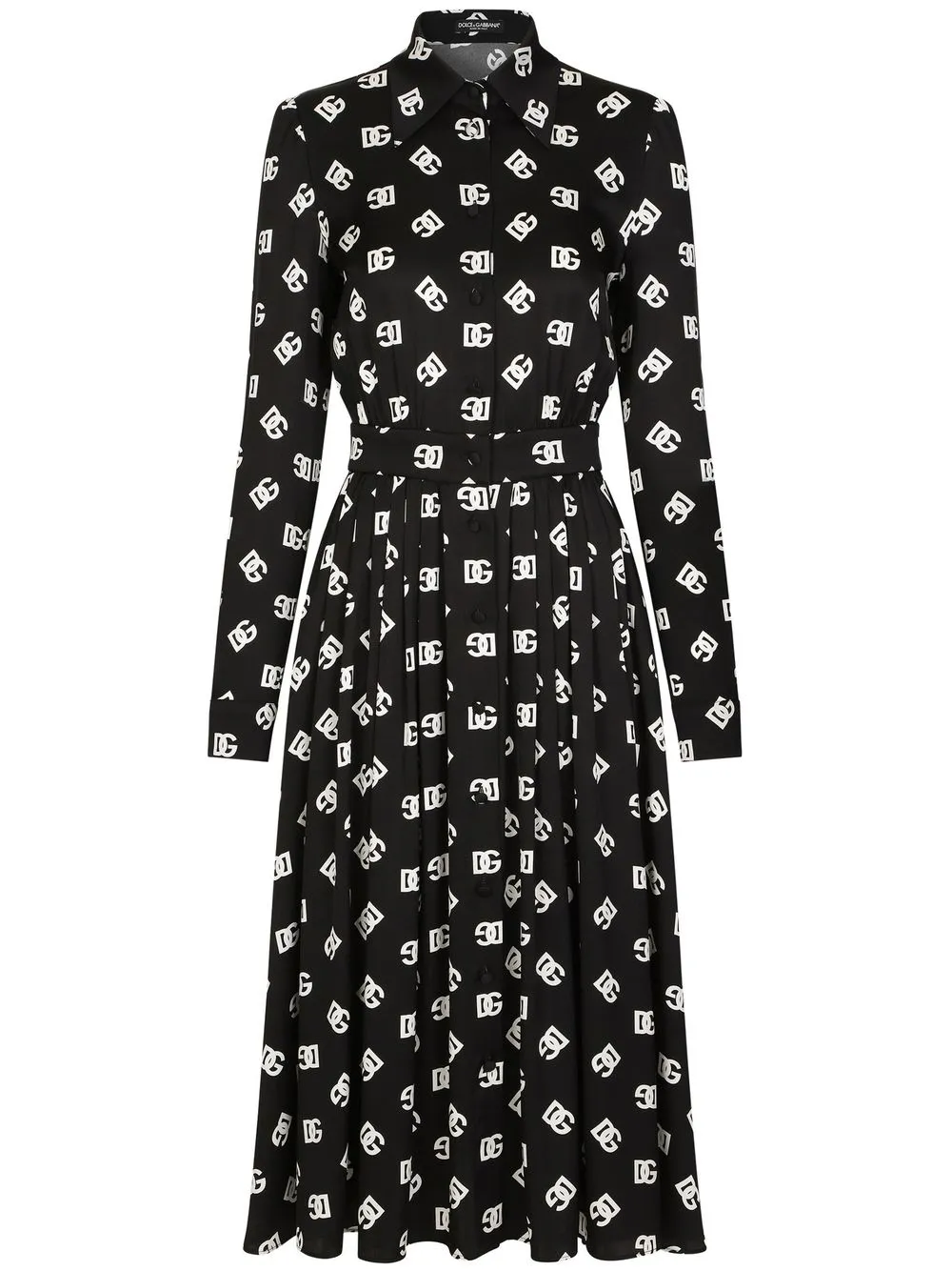 

Платье миди с поясом и логотипом DOLCE & GABBANA, черный